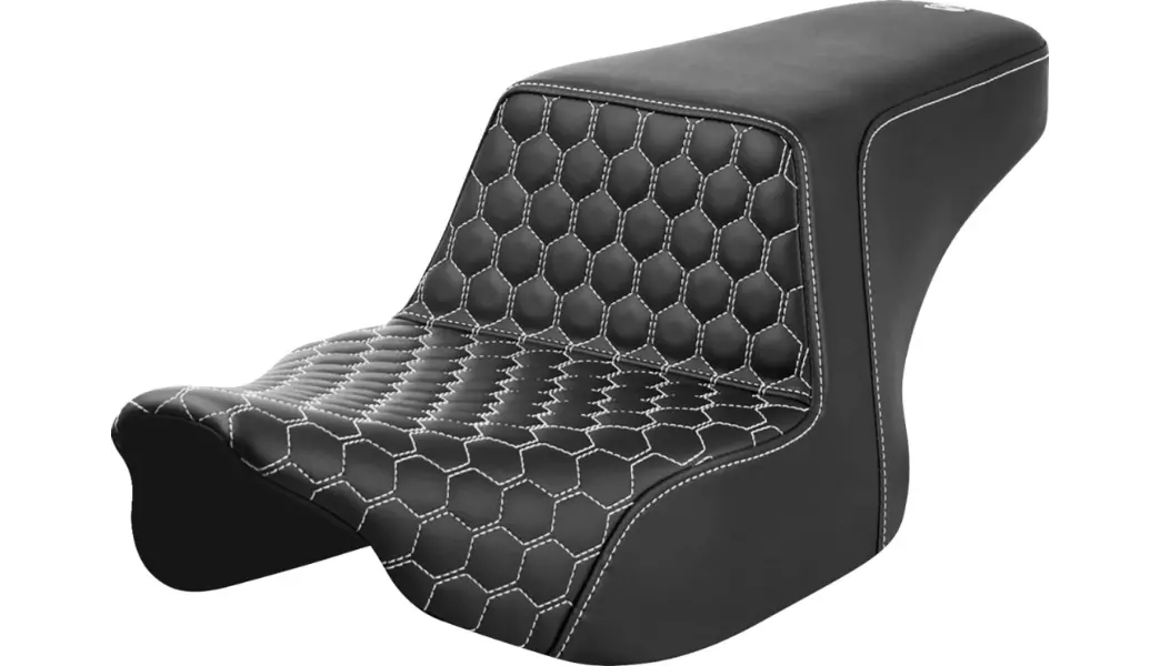 Saddlemen Step-Up Seat - Front Honeycomb - White Stitching (823-07-17706) Touring 23-24 1