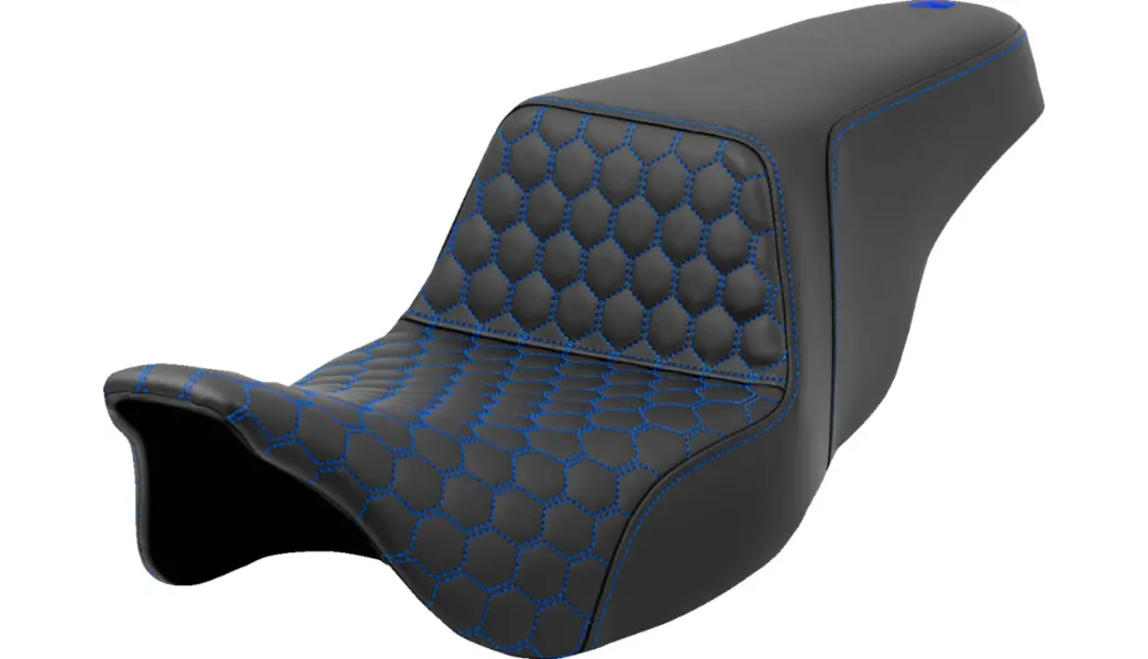 Saddlemen Step-Up Seat - Honeycomb - Blue Stitching (808-07B-17701) Cvo 14, Touring 08-23 1