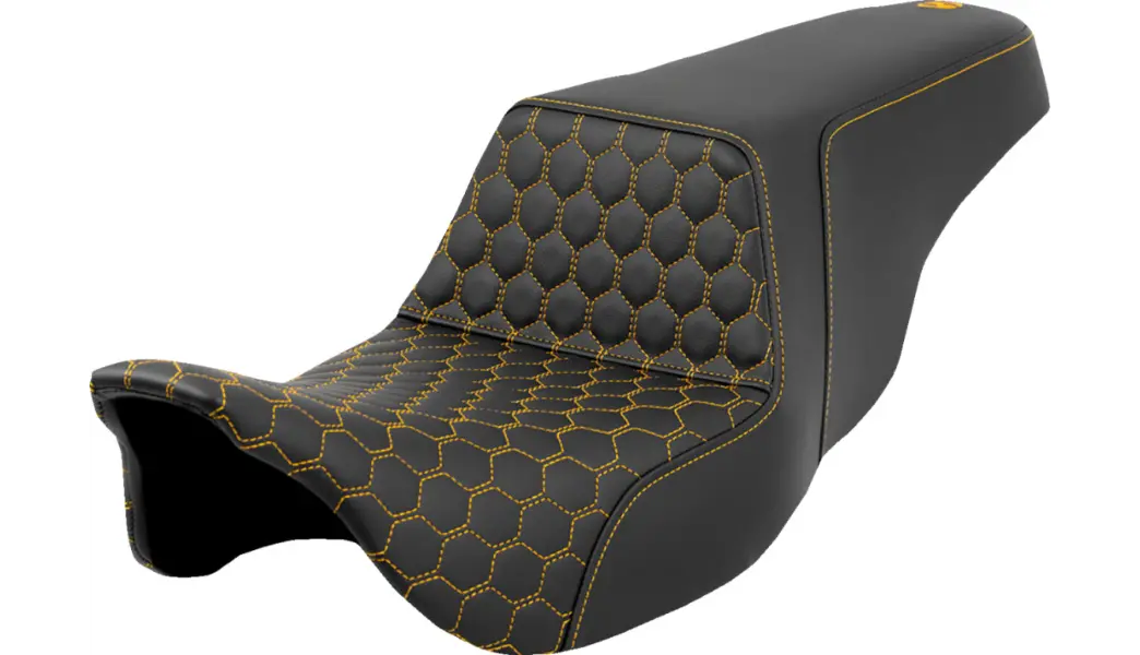 Saddlemen Step-Up Seat - Honeycomb - Gold Stitching (808-07B-17707) Touring 08-23, Cvo 14 1