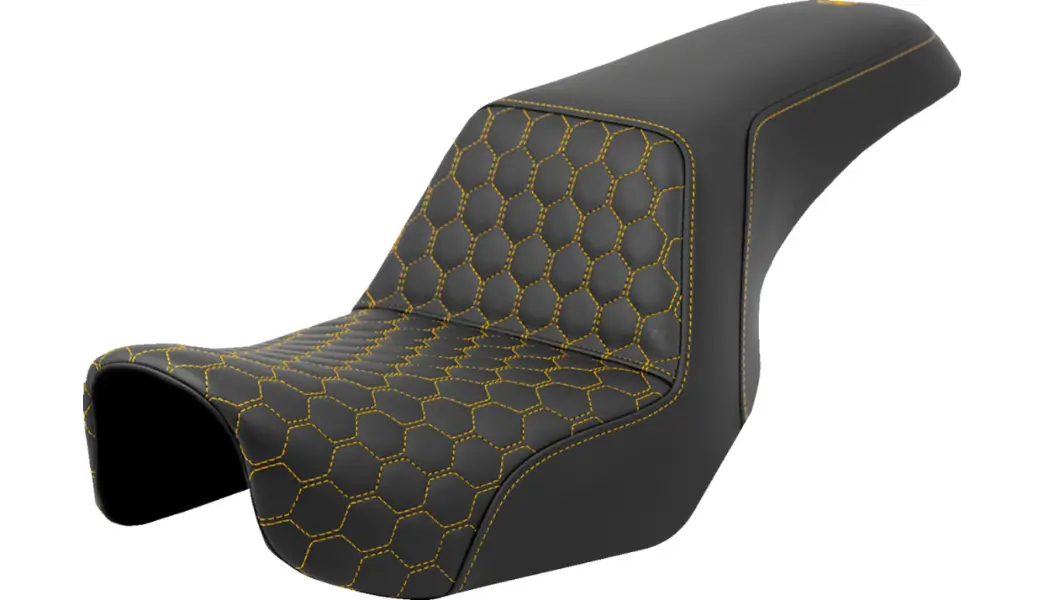 Saddlemen Step-Up Seat - Honeycomb - Gold Stitching (806-04-17707) Dyna 06-17 1