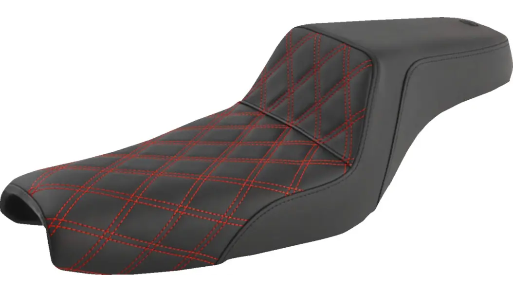 Saddlemen Step-Up Seat - Front Lattice Stitch/With Red Stitching - Black - Xl (807-11-172Rd) Sportster 04-16 1