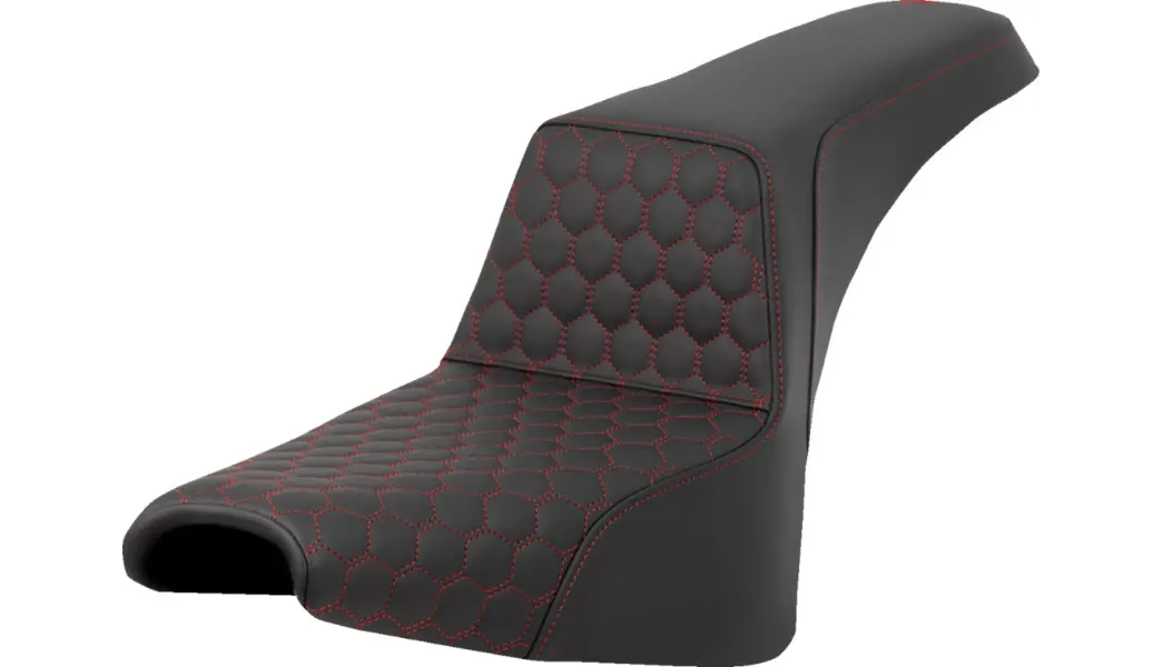 Saddlemen Step-Up Seat - Honeycomb - Red Stitching - Fxbb/Fxst (818-30-17704) Softail 18-24 1