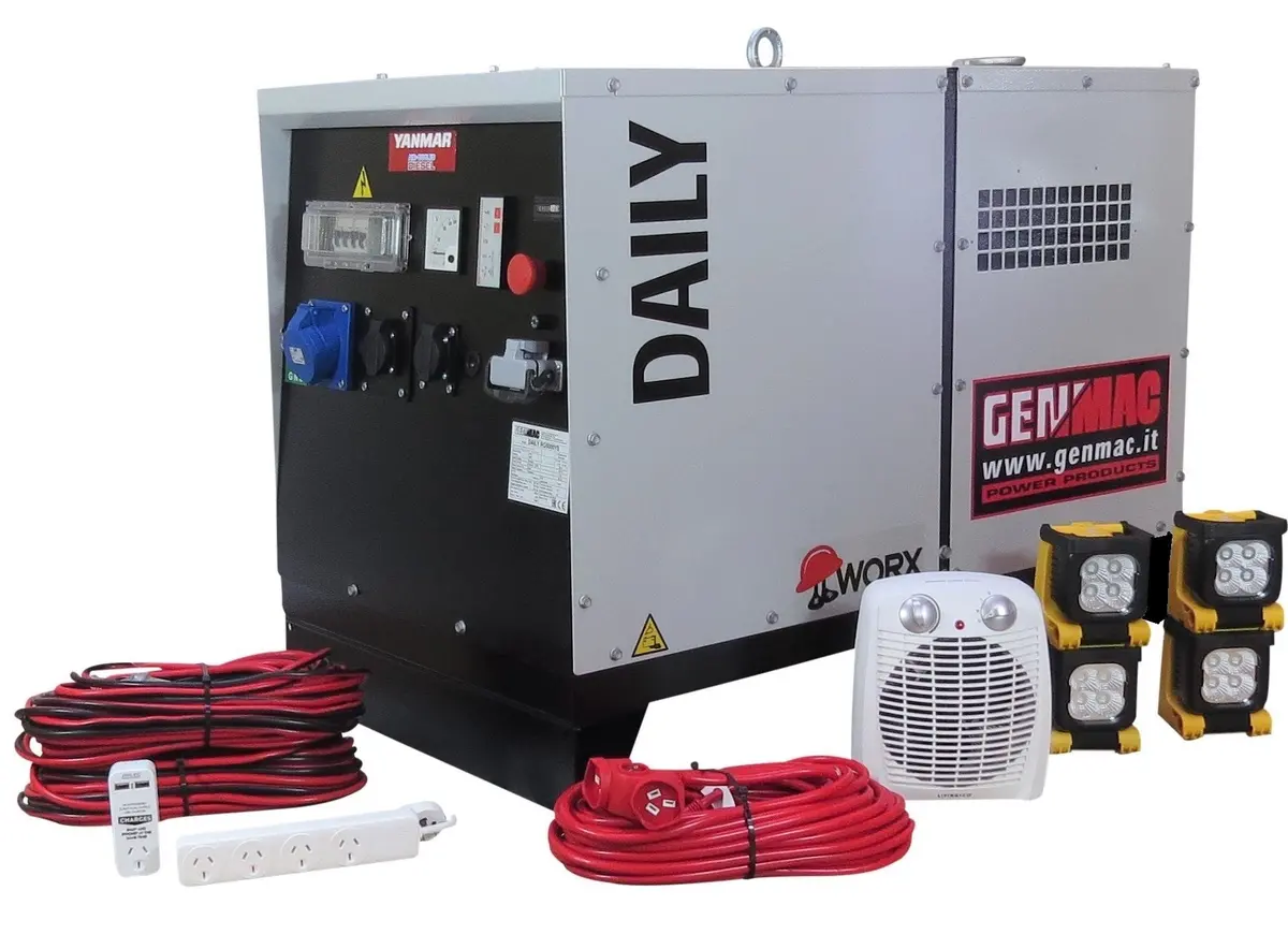 Genmac Yanmar Powered Daily Rg5000ys Generator 6.1Kva Silenced 230V + Emergency Backup Kit 1