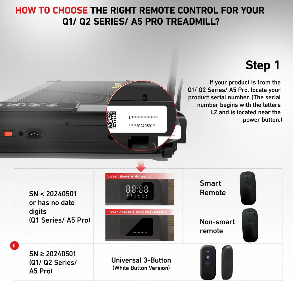 Deerrun® 3-Button Remote Control For Walking Pad 1