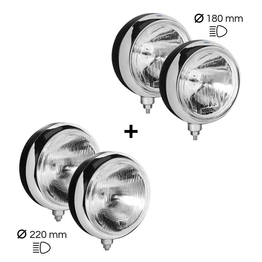 Pack Faróis De Longo Alcance, Tipo Oscar + Tipo Super Oscar (Ø180mm + Ø220mm) 1