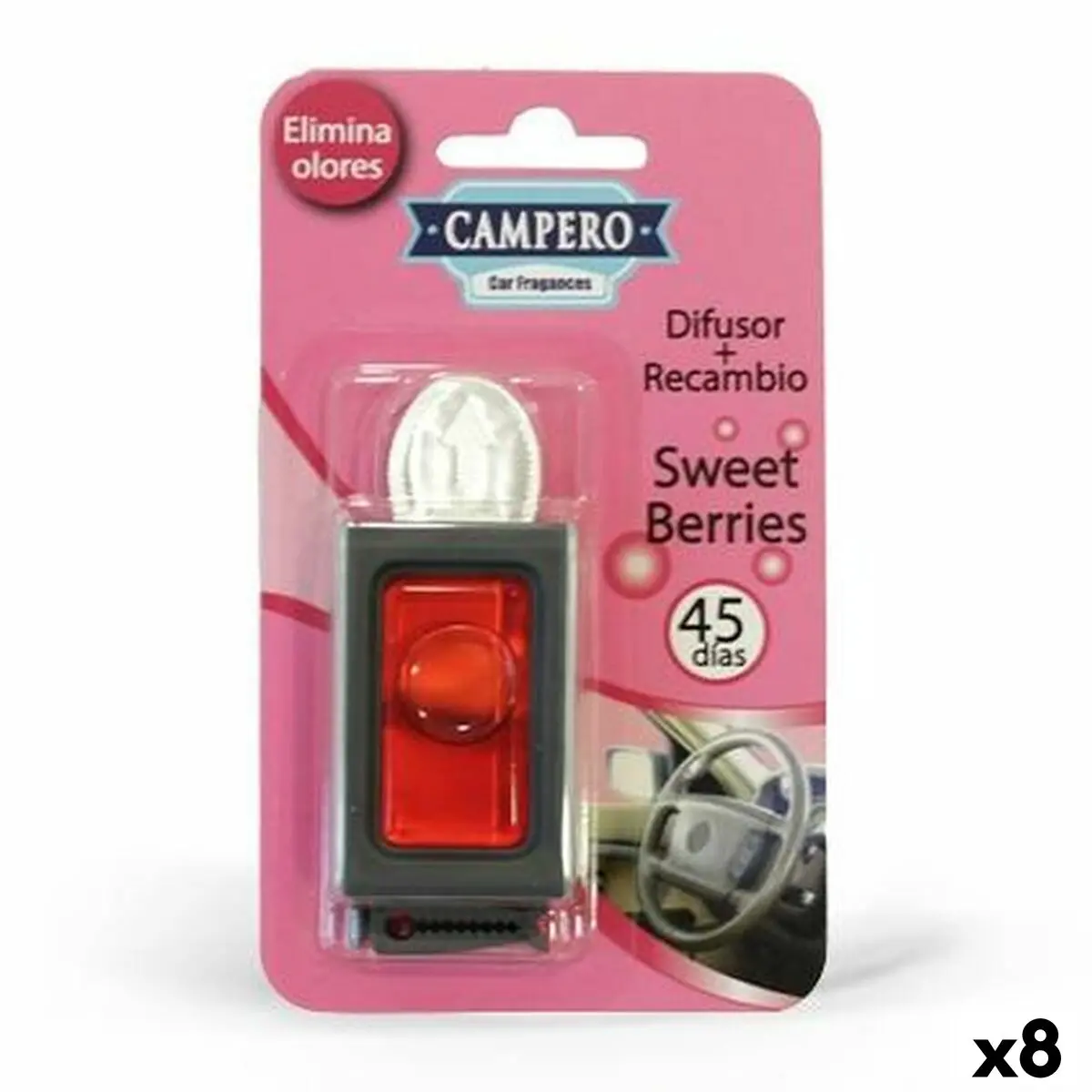 Ambientador Para Automóveis Vinfer Frutos Vermelhos (8 Unidades) 1