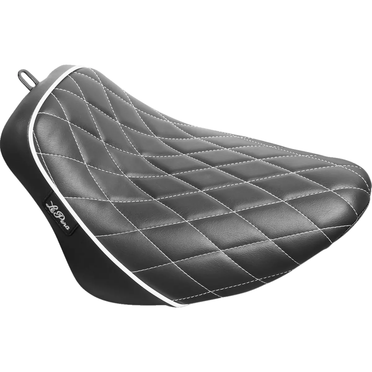 Le Pera Bare Bones Solo Seat - Diamond Stitch W/ White Stitching/Piping - Black - Flsl/Fxbb (Ly-007Dmwtp) Softail 18-23 1