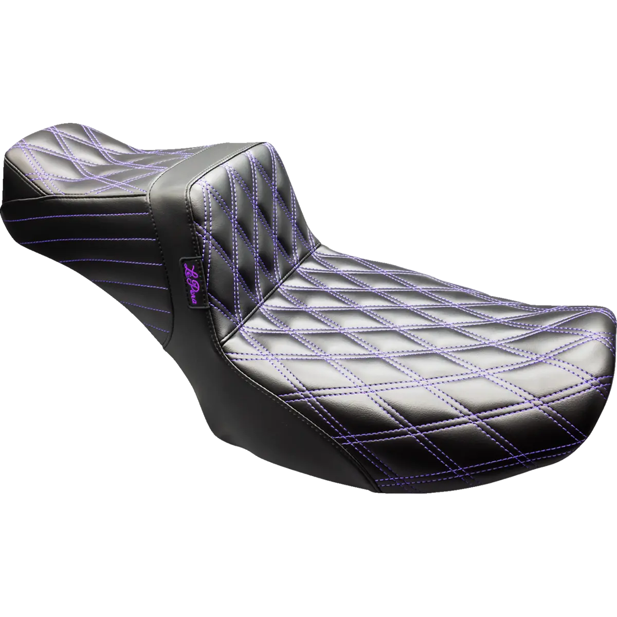 Le Pera Tailwhip Daddy Long Legs Seat - Black - Purple Double Diamond Stitch - Flt/Flh (Lv-587Dldd-P01) Touring 24-25 1