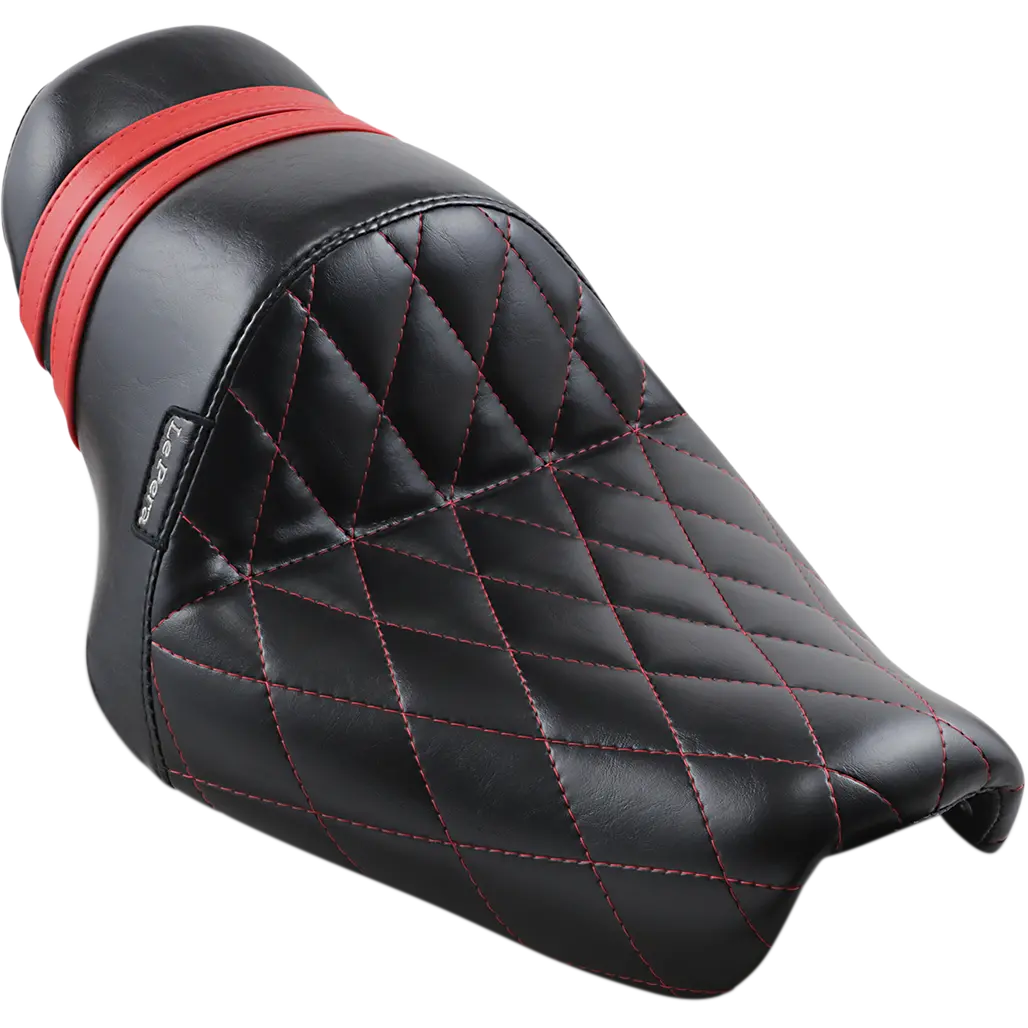 Le Pera Stubs Spoiler Seat - Diamond - Black W/ Red Stripes (Lk-416Dmred) Sportster 04-22 1