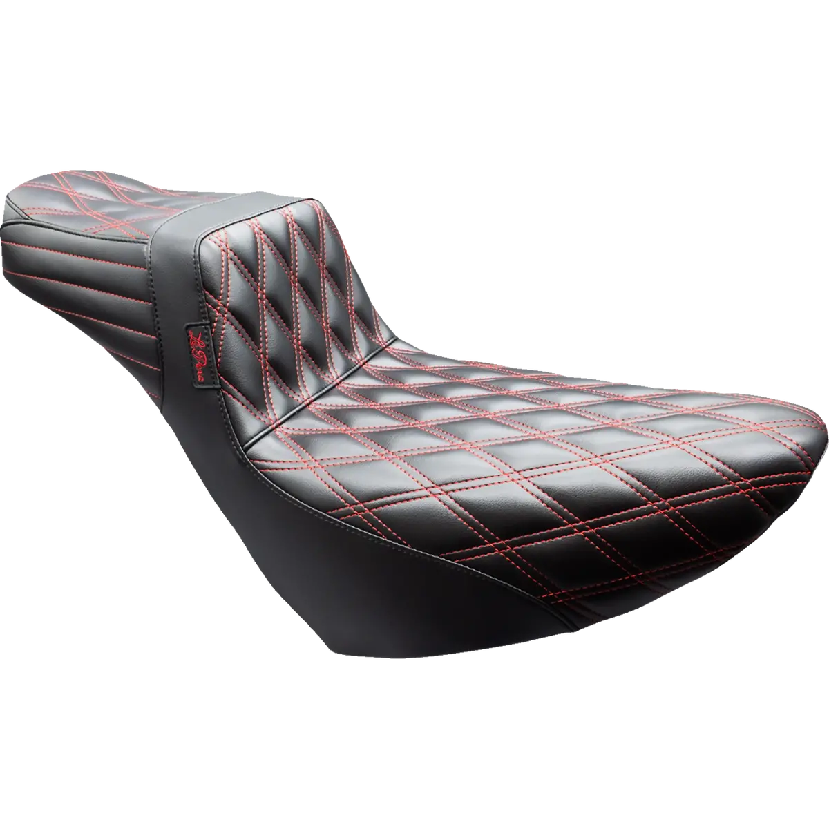 Le Pera Tailwhip Daddy Long Legs Seat - Black - Double Diamond - Red Stitch - Fl/Fx (Lyr-580Dldd-R01) Softail 18-25 1