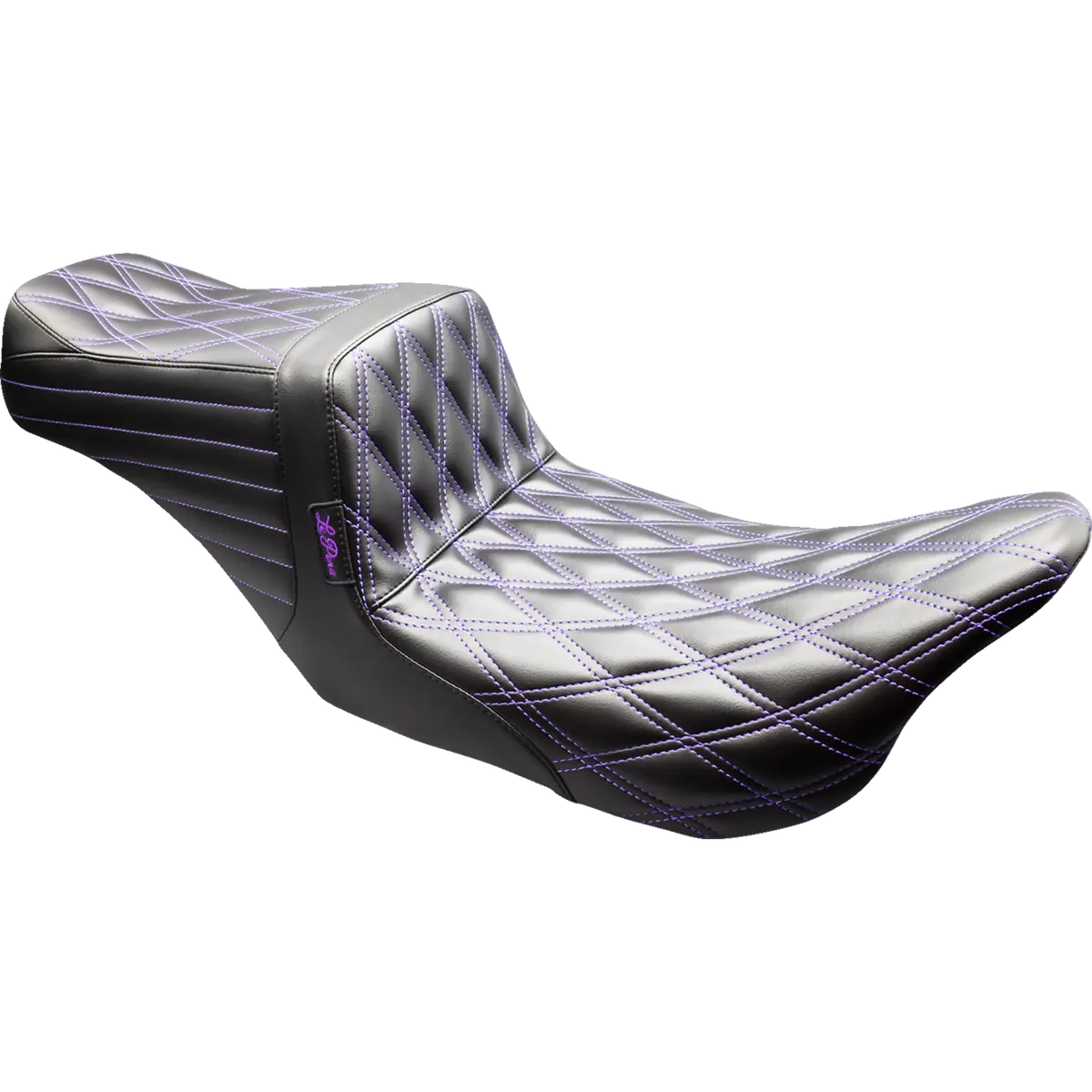 Le Pera Tailwhip Seat - Black - Double Diamond - Purple Stitch - Flt/Flh (Lk-587Dd-P01) Touring 08-23 1