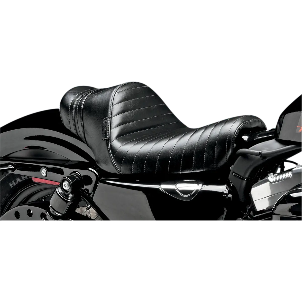 Le Pera Stubs Spoiler Seat - Pleated - Black W/ Black Stripes (Lk-416Blk) Sportster 04-22 1