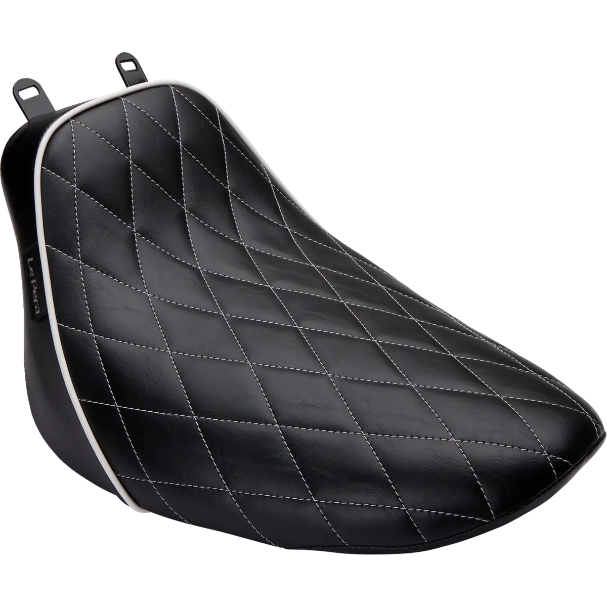 Le Pera Bare Bones Solo Seat - Diamond Stitch W/ White Stitching/Piping - Black (Lyx-007Dmwtp) Softail 18-23 1