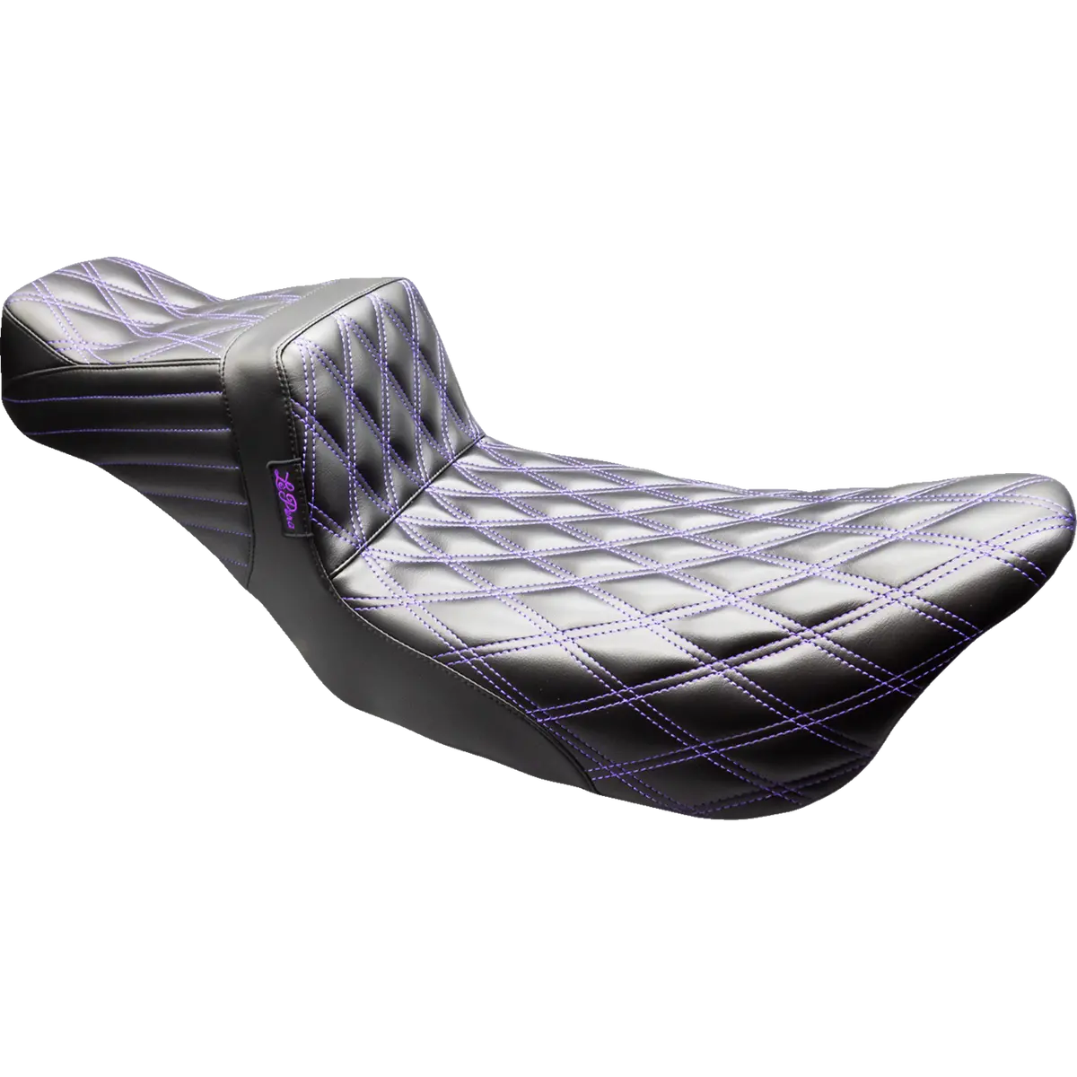 Le Pera Tailwhip Daddy Long Legs Seat - Black - Purple Double Diamond Stitch - Flt/Flh (Lk-587Dldd-P01) Touring 08-23 1