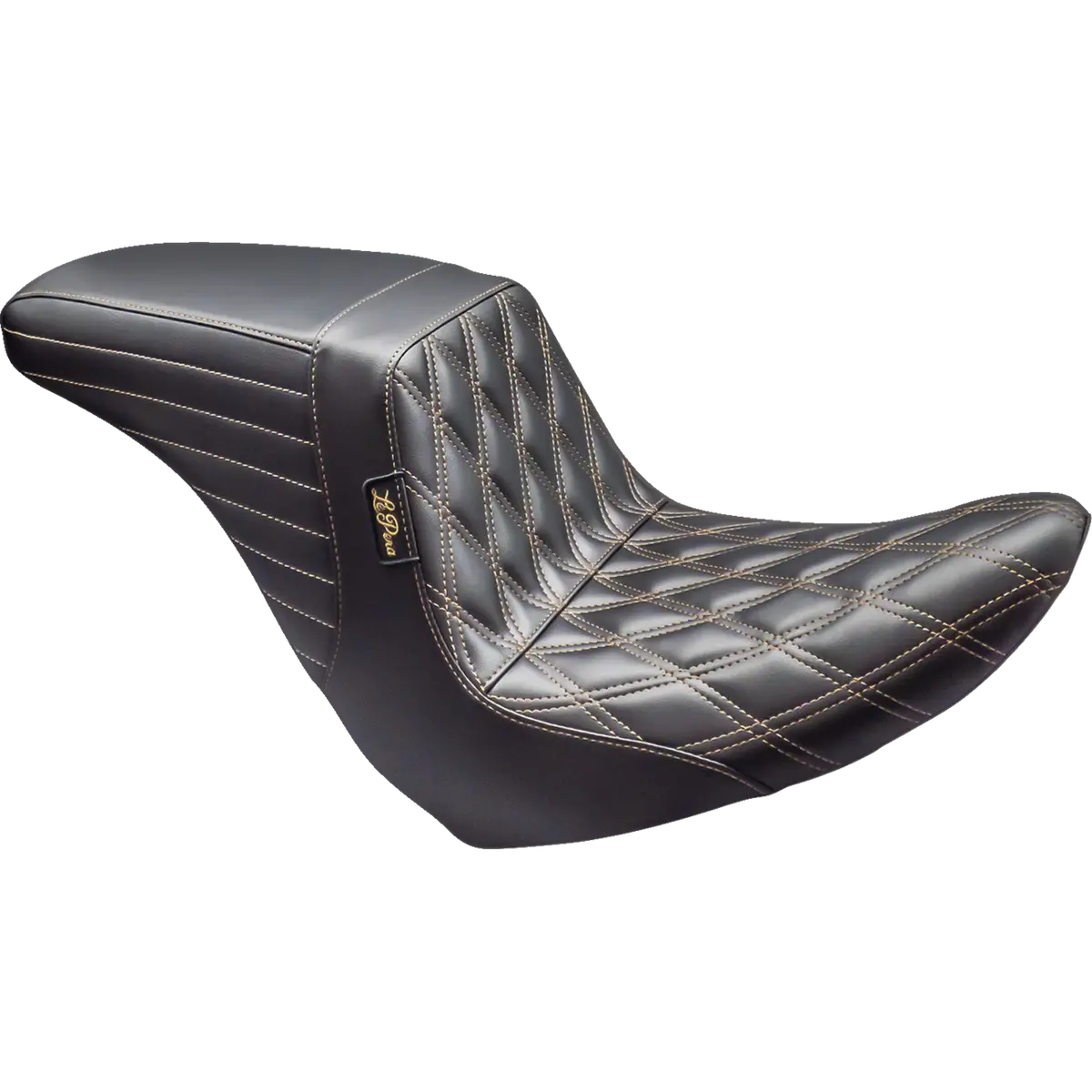 Le Pera Kickflip Up Front Seat - Double Diamond W/ Chestnut Thread - Black - Fl/Fx (Lyru-590Dd-Chet) Softail 18-24 1
