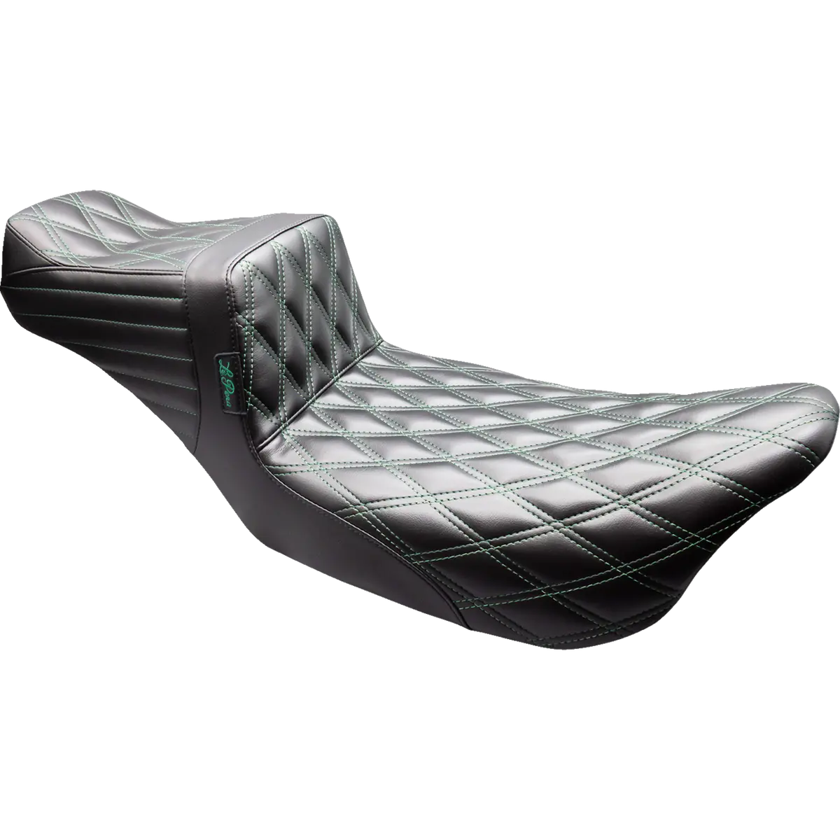 Le Pera Tailwhip Daddy Long Legs Seat - Black - Green Double Diamond Stitch - Flt/Flh (Lk-587Dldd-Gn08) Touring 08-23 1