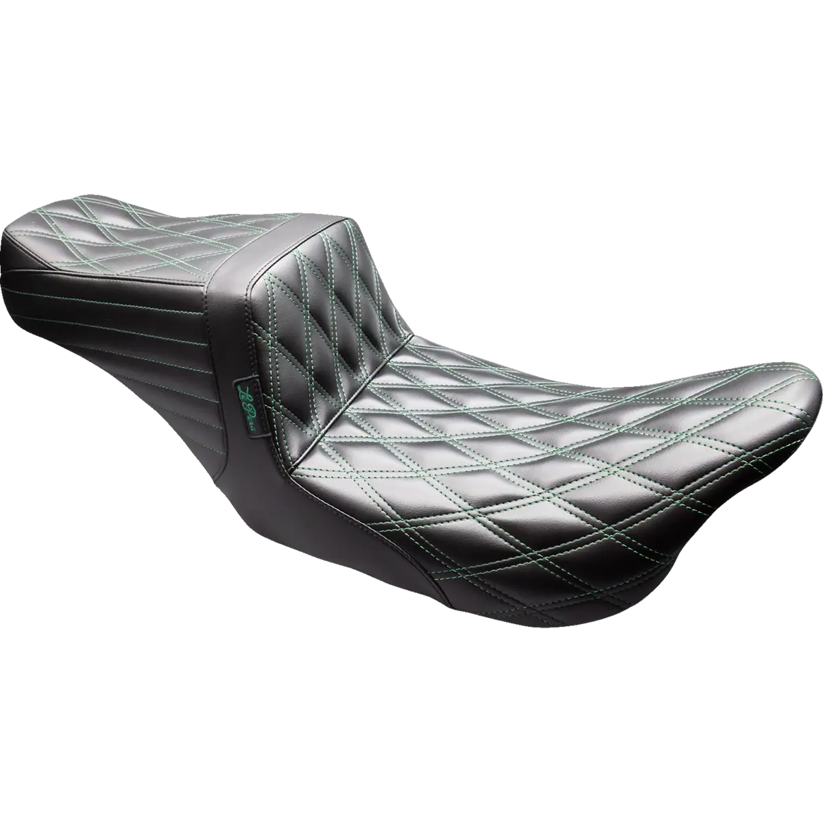 Le Pera Tailwhip Seat - Black - Double Diamond - Green Stitch - Flt/Flh (Lk-587Dd-Gn08) Touring 08-23 1