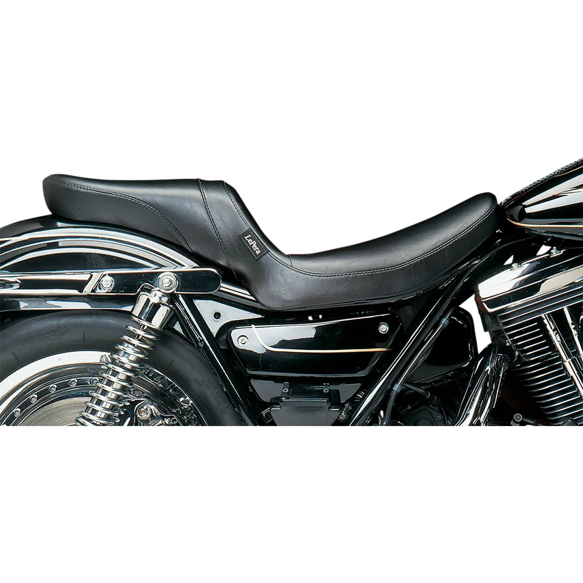 Le Pera Daytona 2-Up Seat - Without Backrest - Smooth - Black (L-547S) Softail, Fxrs, Fxrt, Dyna, Touring, Fxrdg 1