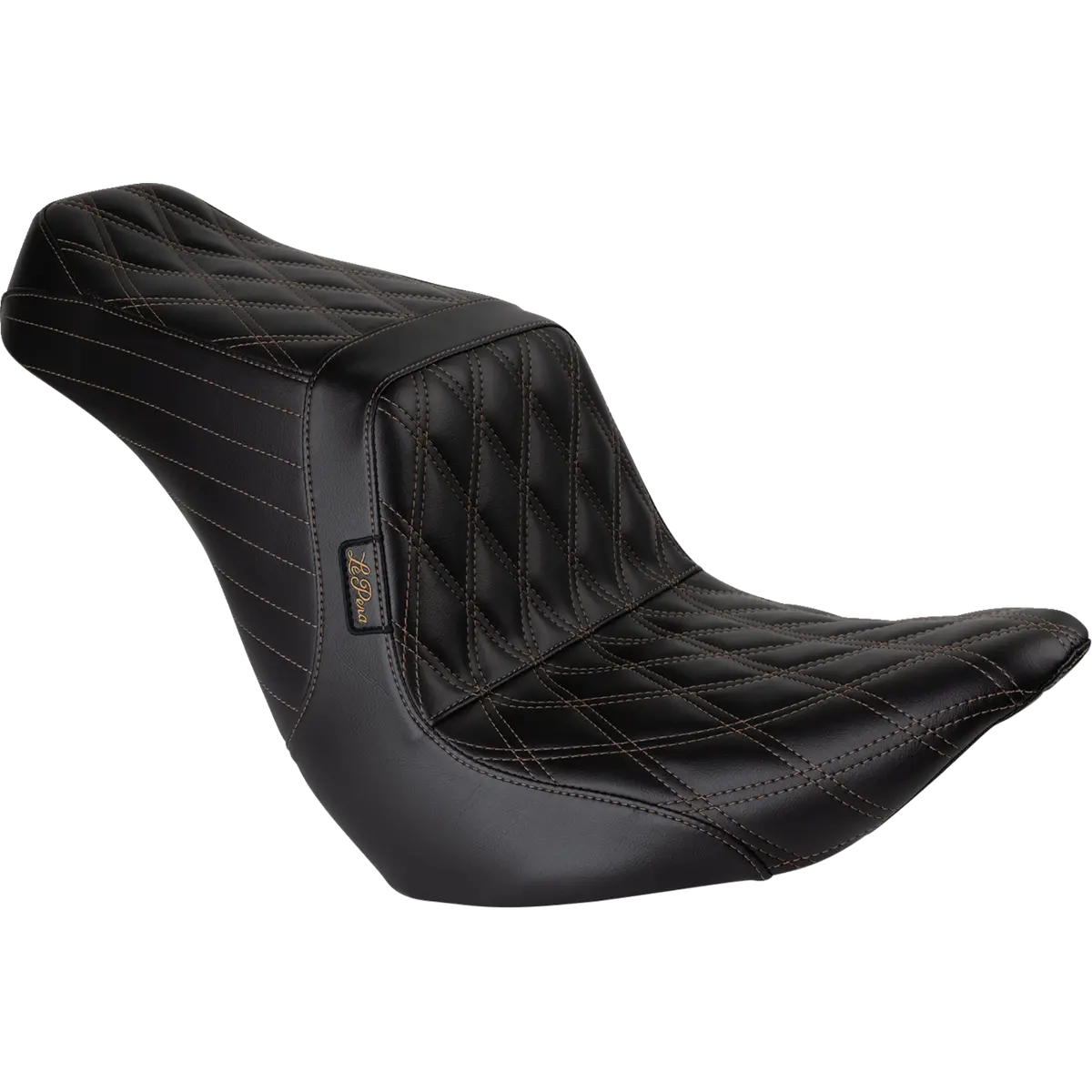 Le Pera Tailwhip Up Front Seat - Double Diamond W/ Chestnut Thread - Black - Flsb/Fxlr (Lyru-580Dd-Chet) Softail 18-24 1