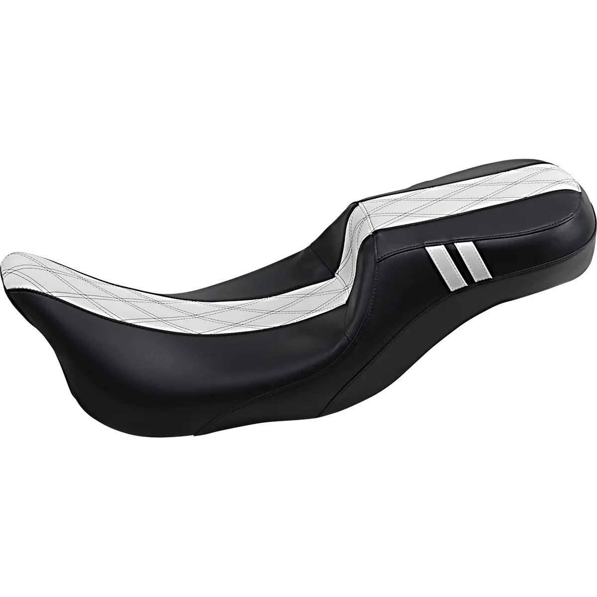 Le Pera Outcast Daddy Long Legs Seat - 2Up - W/O Backrest - Black W/ White Double Diamond Inlay (Lk-997Dlgt1) Touring 08-22, Cvo 14 1