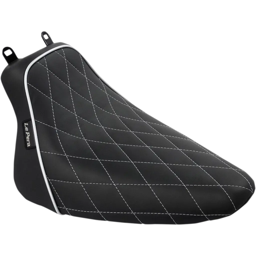 Le Pera Bare Bones Solo Seat - Diamond Stitch W/ White Stitching/Piping - Black (Lxe-007Dmwtp) Softail 08-17 1