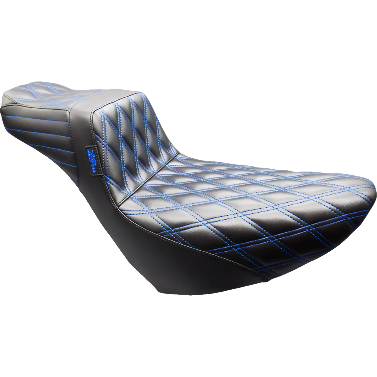 Le Pera Tailwhip Daddy Long Legs Seat - Black - Double Diamond - Blue Stitch - Fl/Fx (Lyr-580Dldd-Be01) Softail 18-25 1