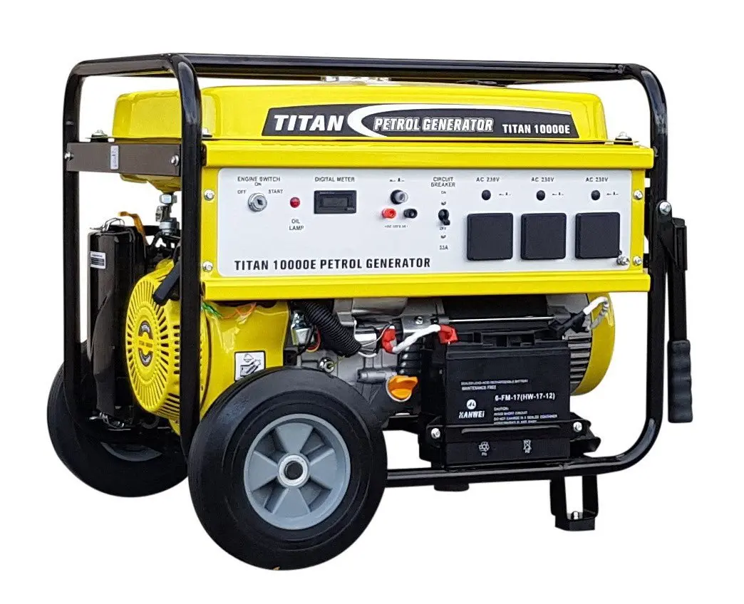 Titan 10000E 8.4Kw Petrol Generator Electric Start And Wheel Kit 1