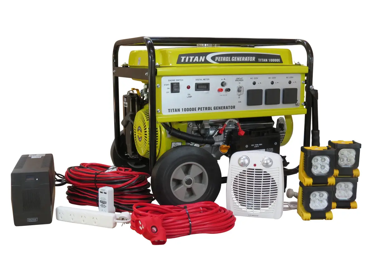 Titan 10000E 8.4Kw Petrol Generator + Emergency Backup Kit 1