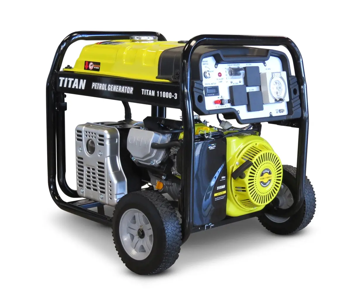 Titan 11000E-3 10Kw Petrol Generator Electric Start And Wheel Kit 400V 1