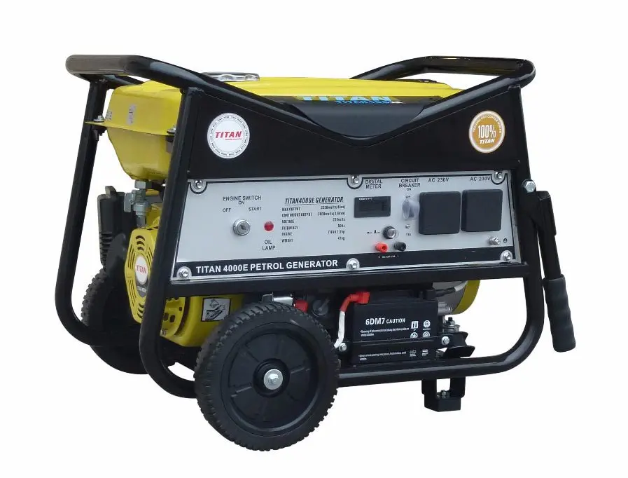 Titan 4000E 3.3Kw Petrol Generator - Wheel Kit & El. St 1