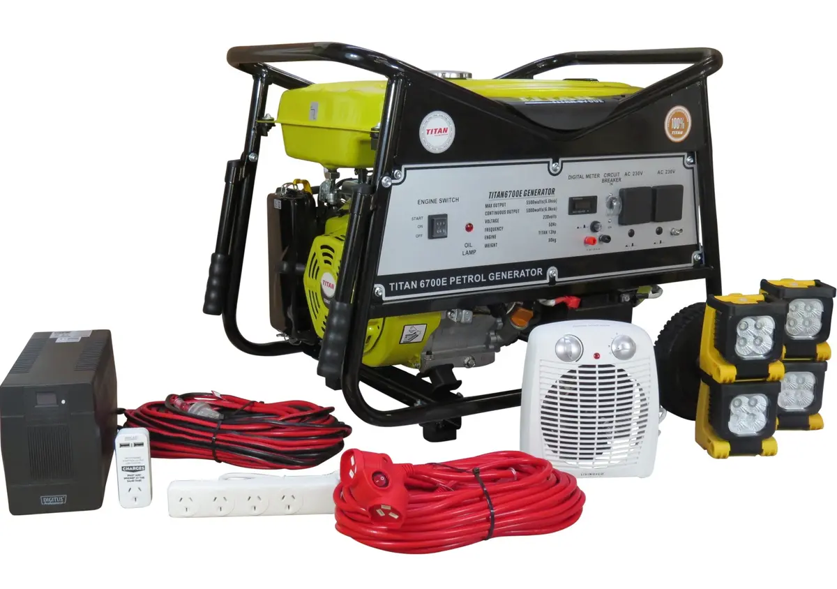 Titan 6700E 5.5Kw Petrol Generator + Emergency Backup Kit 1