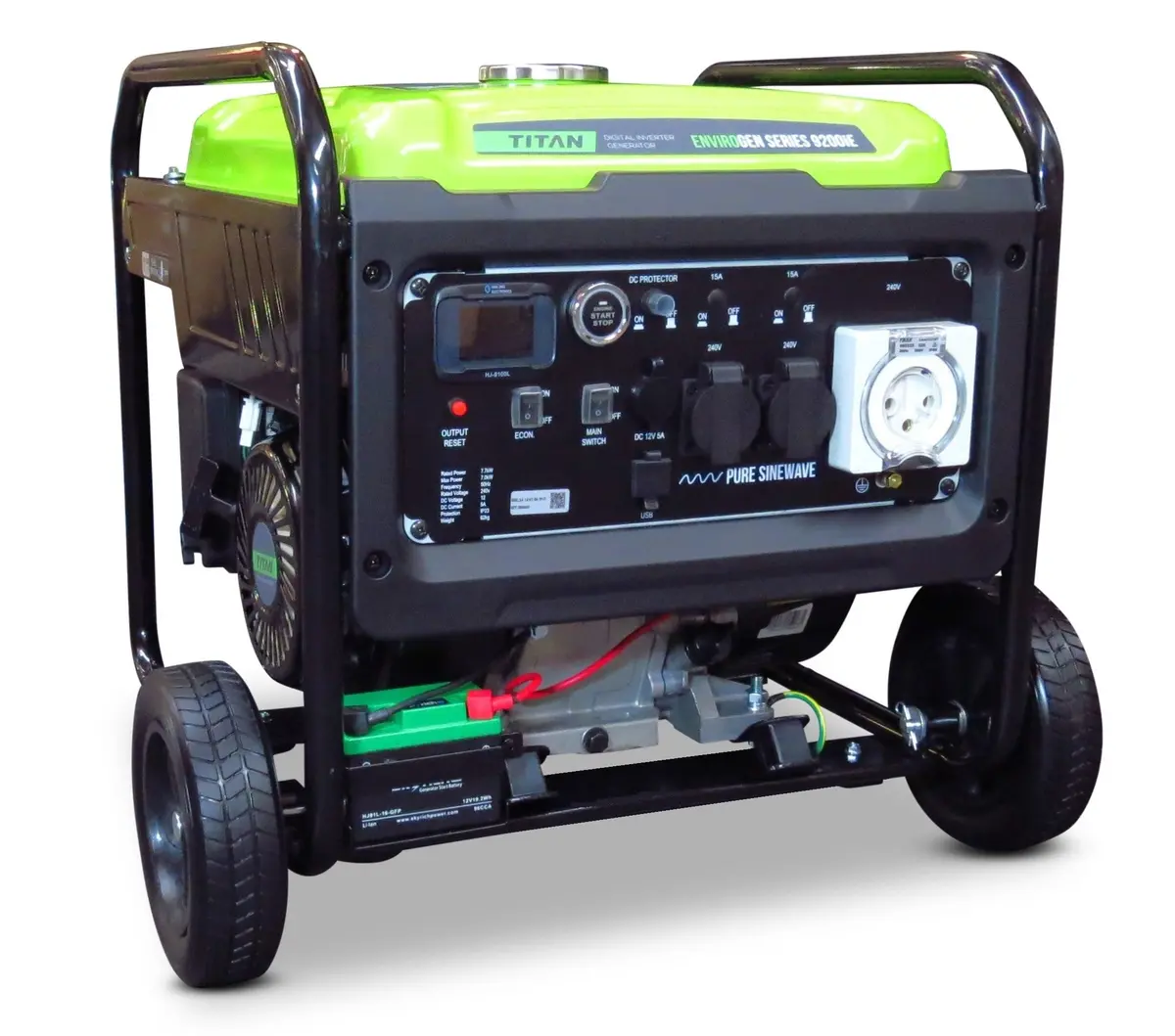 Titan Envirogen 9200Ie Inverter Generator, 2 Wire Auto-Start - Incl Wheel Kit 1
