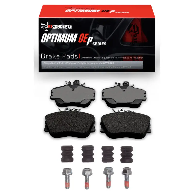 R1 Front Brake Pad & Hardware Kit For 1994–1998 Mercedes-Benz C230 – Oe-Spec Optimum Friction Pads 1