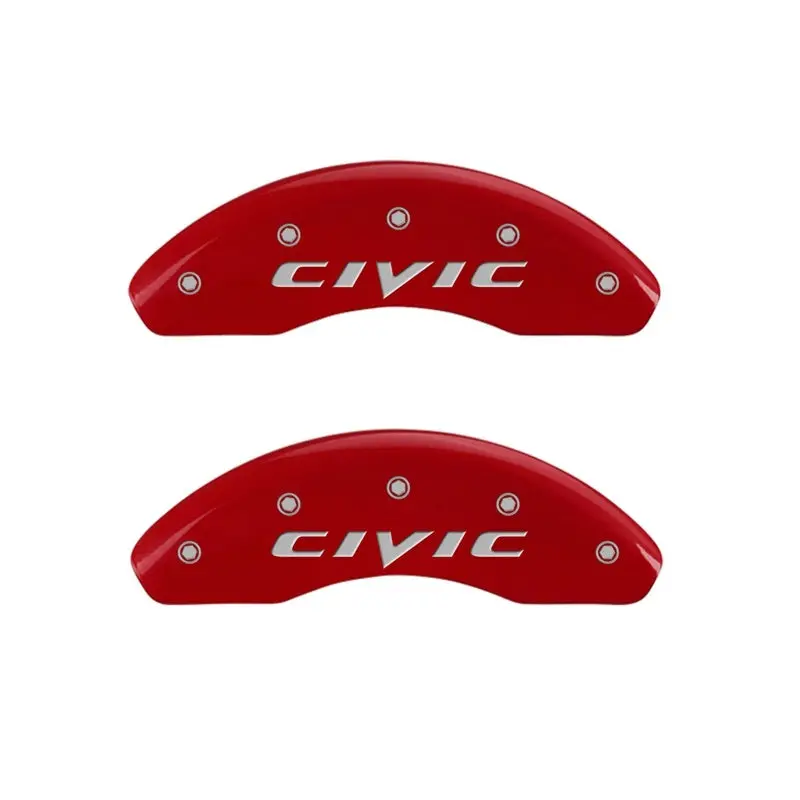 Mgp Engraved Front Caliper Covers For 2015+ Honda Civic – Red Finish With Silver Accent 1