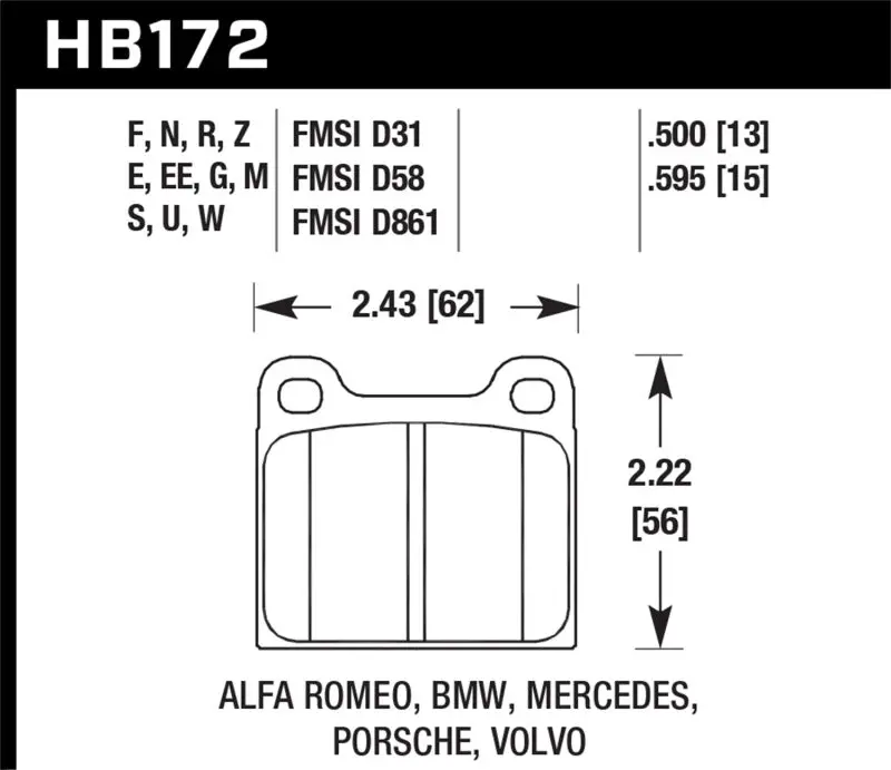 Hawk Performance Blue 9012 Race Brake Pads – Front Fitment For Alfa Romeo, Audi, Opel, Porsche, Saab, And Vw Models 1
