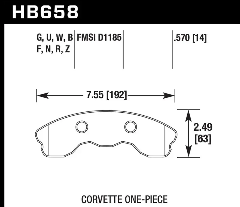 Hawk Performance Er-1 Motorsports Front Brake Pads – One-Piece Design For 2010–2013 Chevrolet Corvette Grand Sport 1