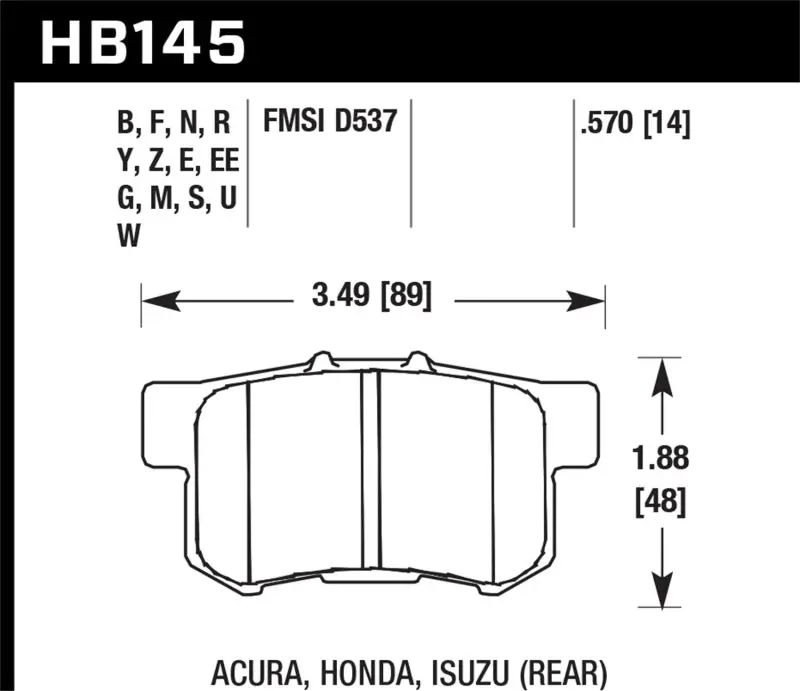 Hawk Performance Brake Pads Compatible With Honda Civic Si (2006+), Integra Type-R (1997–2001), Rsx (2003–2006), Tsx (2004–2008), Accord (2003–2007), And Prelude (1997–2001) 1