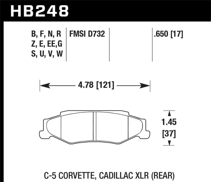 Hawk Hp+ Rear Brake Pads For 1997–2006 Chevrolet Corvette (Including C5 Z06) 1