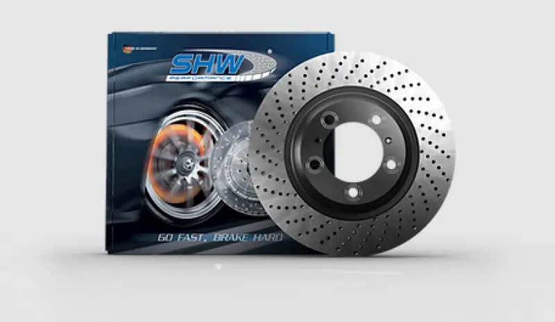 Shw Porsche 992615302 Cross-Drilled Monobloc Brake Rotor For 2020–2021 Carrera 3.0L (Right Front) 1