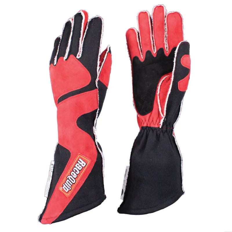 Racequip Sfi-5 Certified Racing Gloves – Medium Outseam, Red/Black Angle-Cut Design 1
