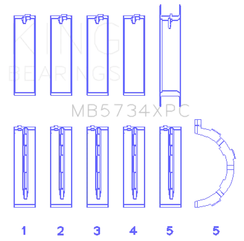 King Engine Bearings Ford 302 Cid Coyote (Size +0.25Mm) Main Bearing Set 1
