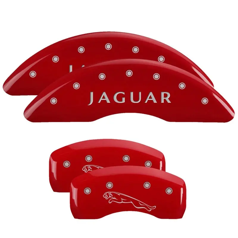 Mgp Engraved 4-Piston Caliper Covers – Front & Rear, Acura Red Finish With Silver Accents 1
