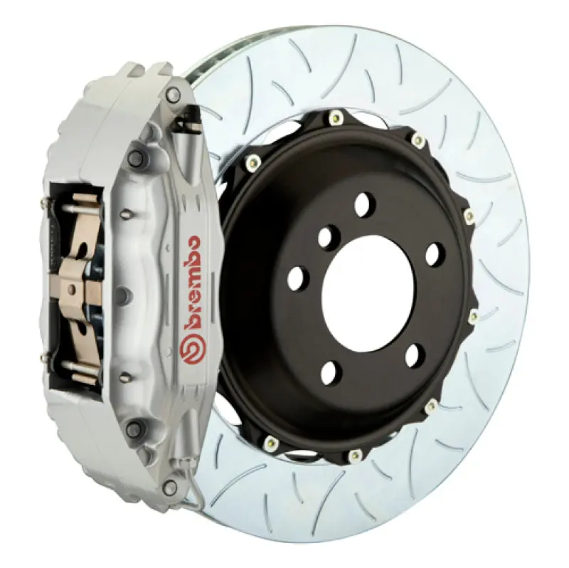 Brembo Front Gt Big Brake Kit For 2000–2002 Audi S4 – 4-Piston Calipers With 355X32Mm Slotted Two-Piece Rotors (Silver) 1