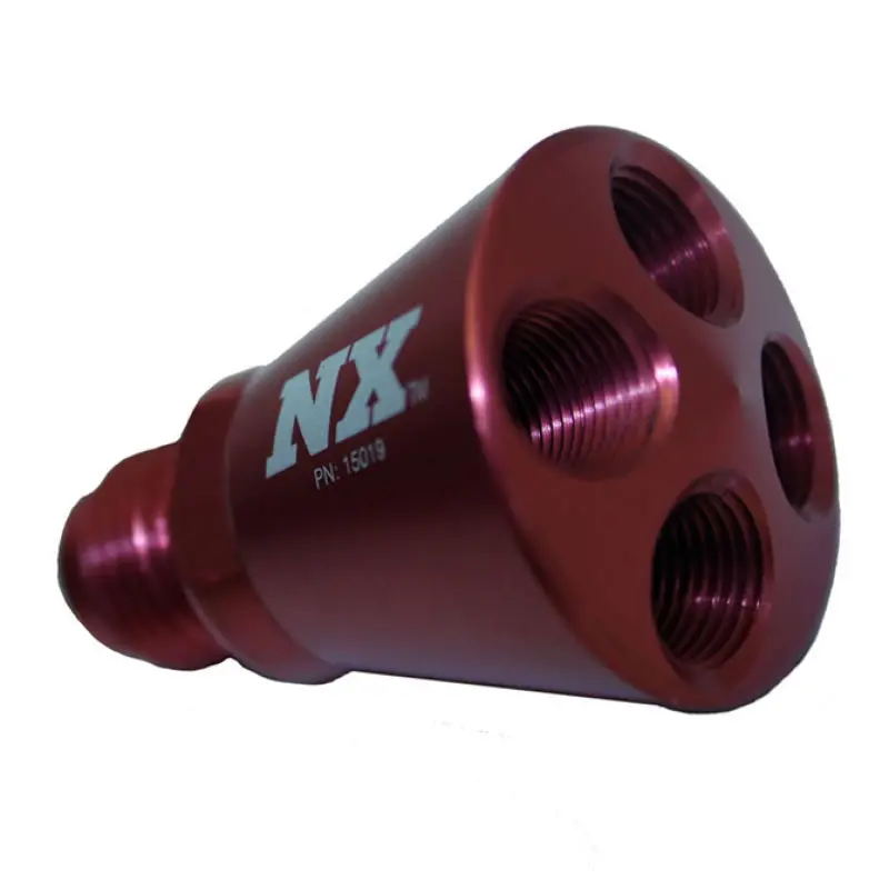 Nitrous Express 4-Port Showerhead Nitrous Distribution Block – 6An Inlet, Red Anodized Aluminum 2