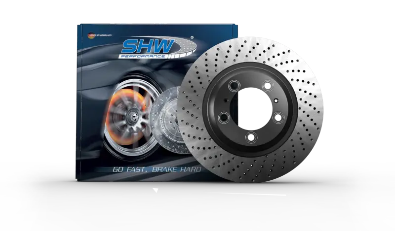 Shw Porsche 992615302 Cross-Drilled Monobloc Brake Rotor For 2020–2021 Carrera 3.0L (Right Front) 2